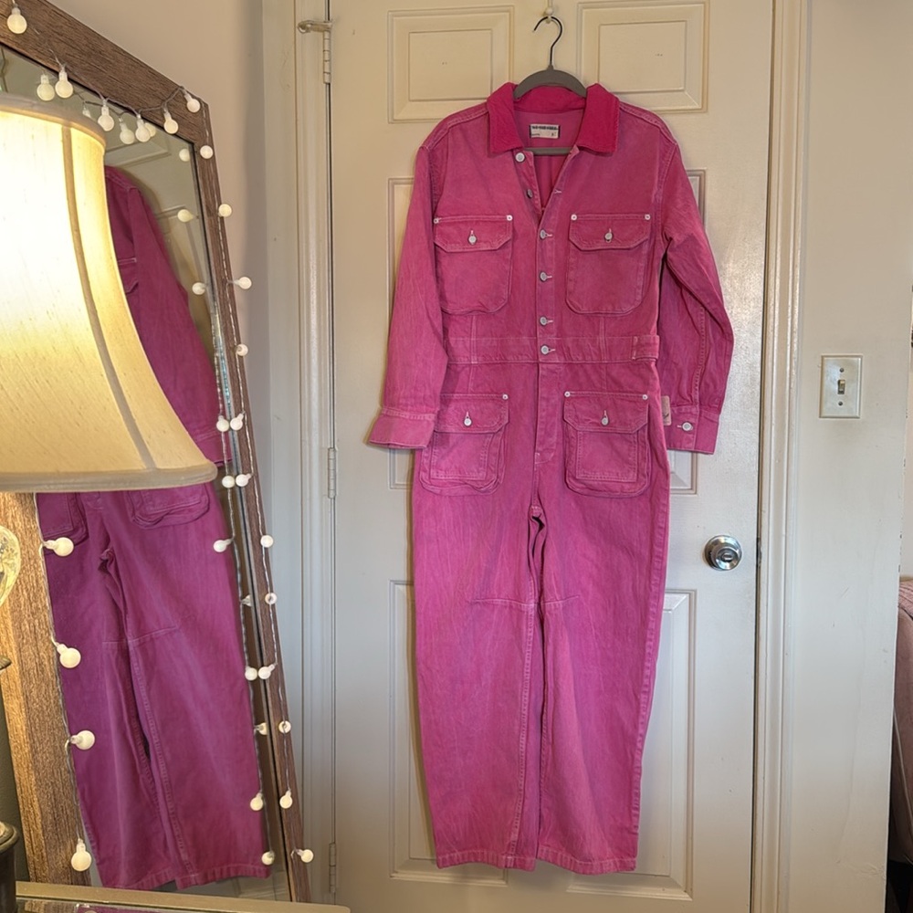 Free People Hot Pink Utility Jumpsuit - Picture 5 of 16